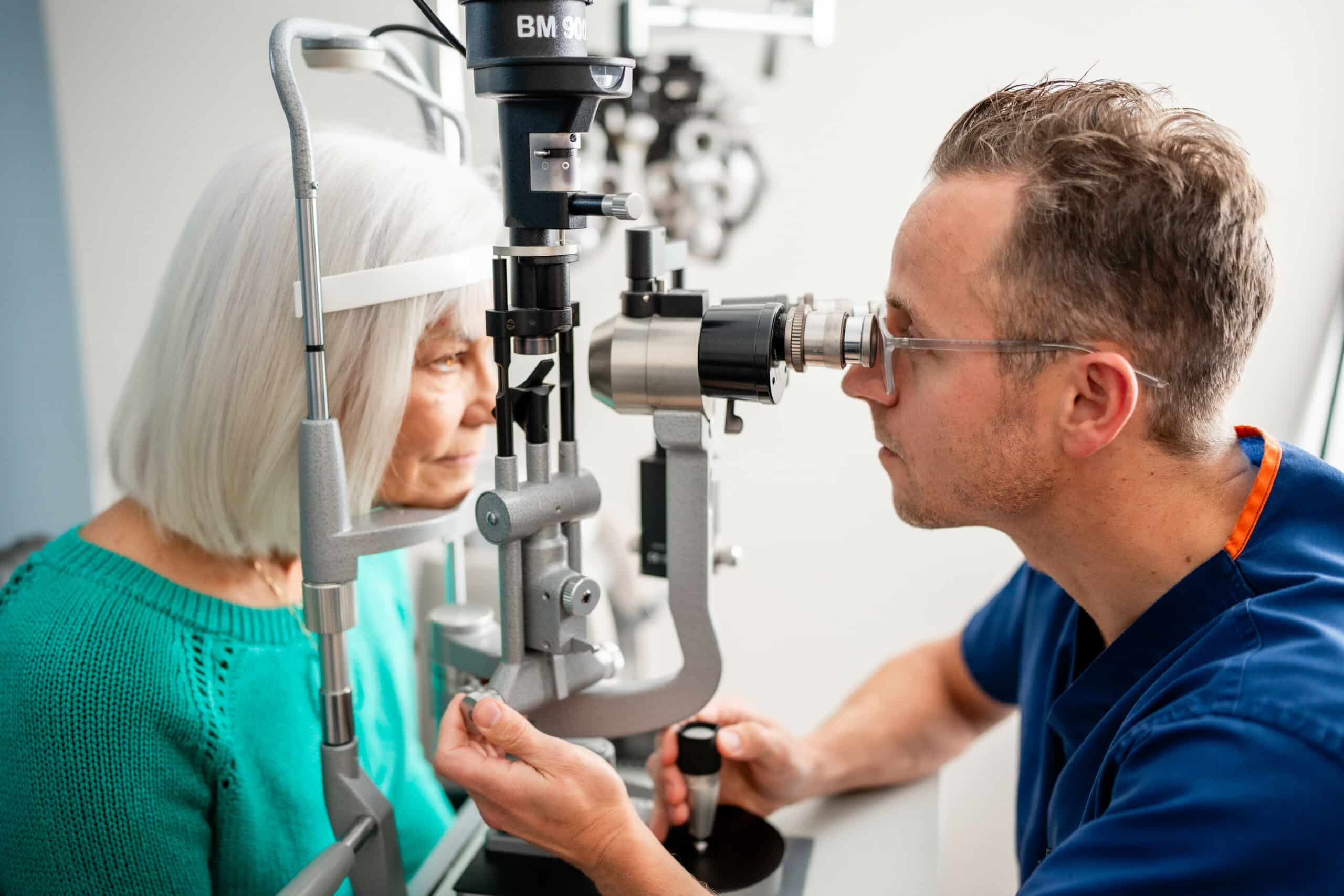 North Idaho Eye Institute eye doctor examining a patient in Hayden